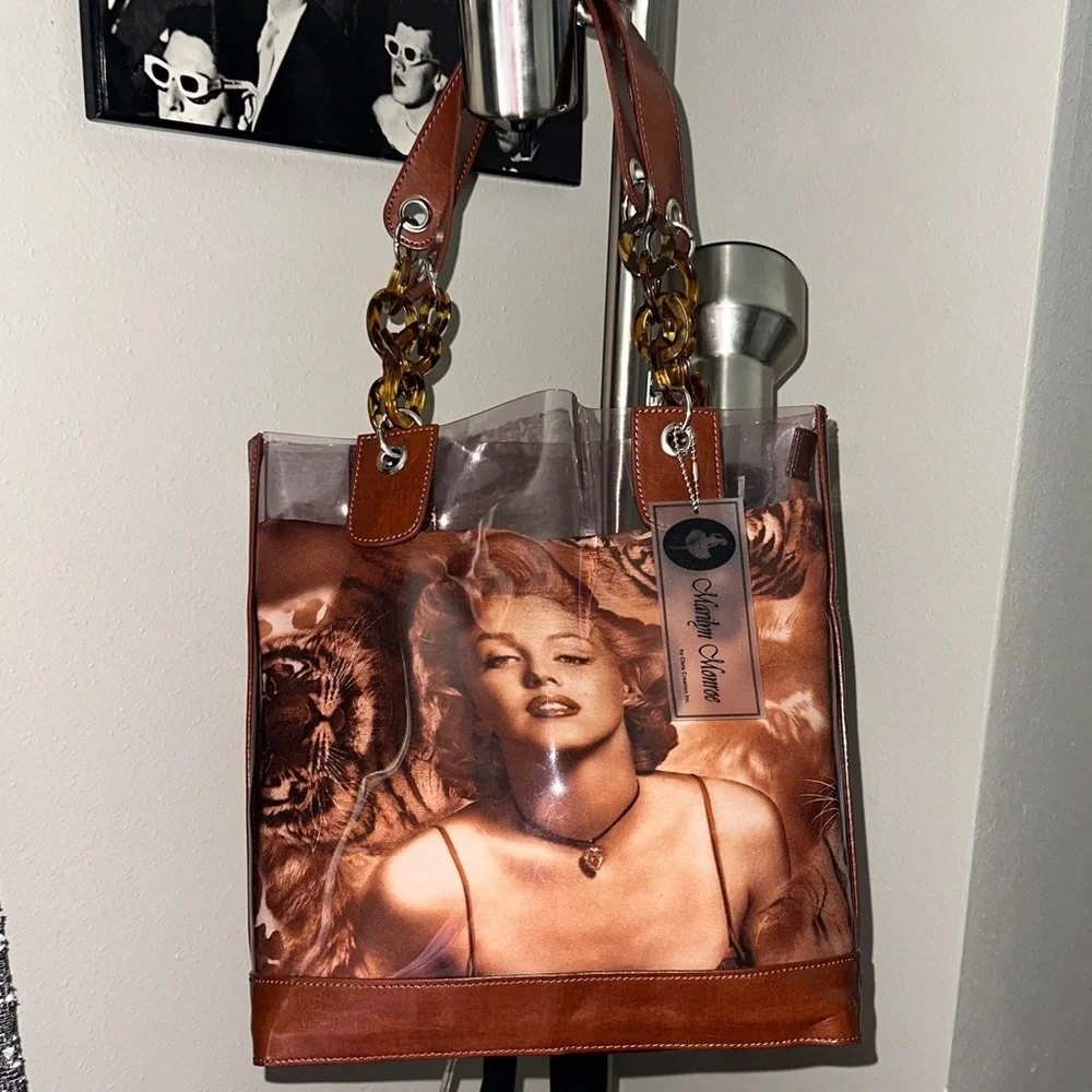 Marilyn Monroe Clear and Brown Tote Bag